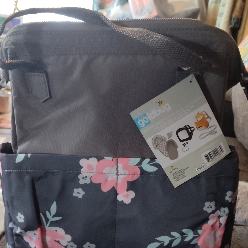 Goldbug Floral Kids Backpack - Gray and Pink